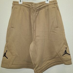 Jordan Men's Tan Athletic Fleece Shorts with Black Jumpman